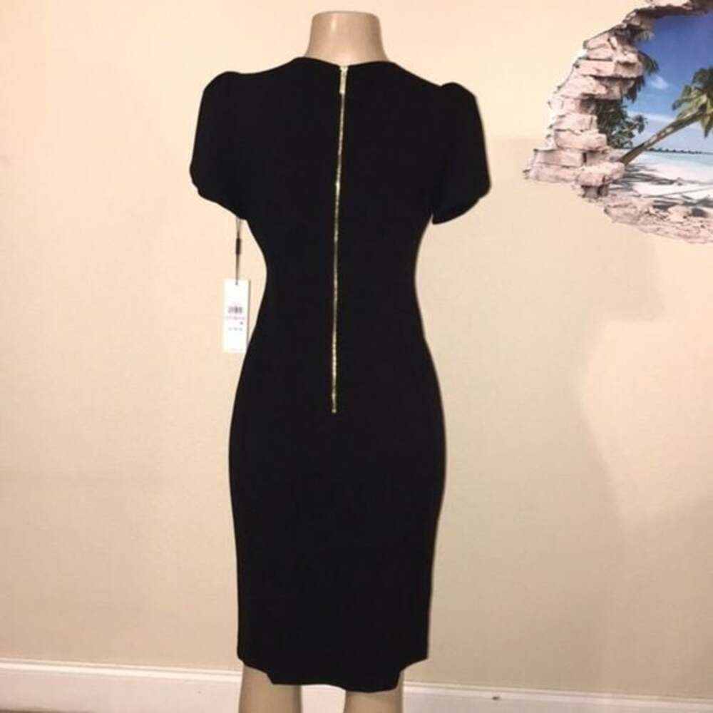 NWT Calvin Klein Classic Black Midi Tulip Sleeve Dress Sz 6 - Picture 11 of 15
